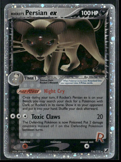2005 Pokemon EX Unseen Forces Secret Rare Rocket's Persian ex 116/115