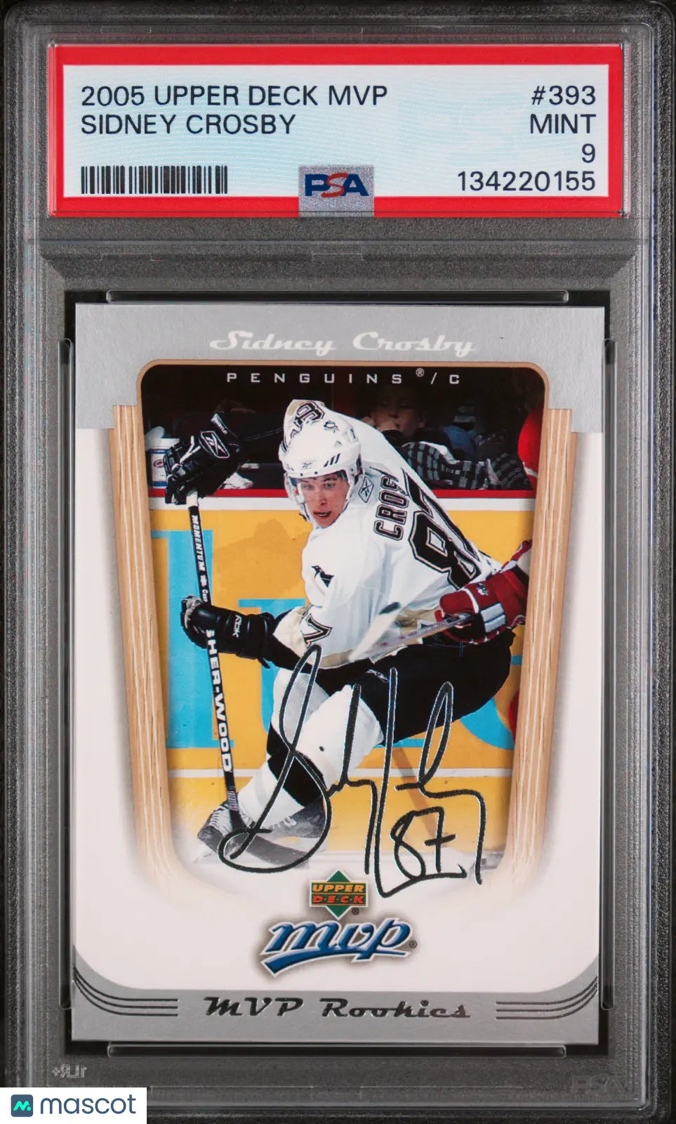 2005-06 Upper Deck MVP Sidney Crosby RC Rookie Facsimile Auto PSA 9