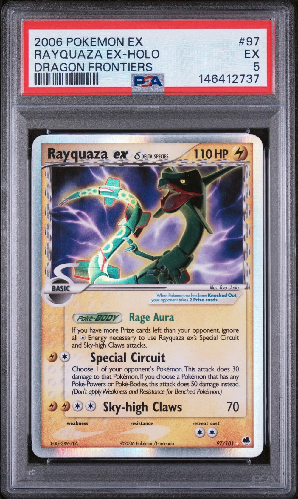2006 Pokemon EX Dragon Frontiers Rayquaza EX Holo Dragon Frontiers PSA 5 97/101