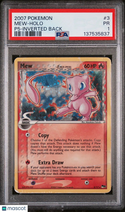 2007 Pokemon Pop Series 5 Mew Holo P5-Inverted Back PSA 1 #3