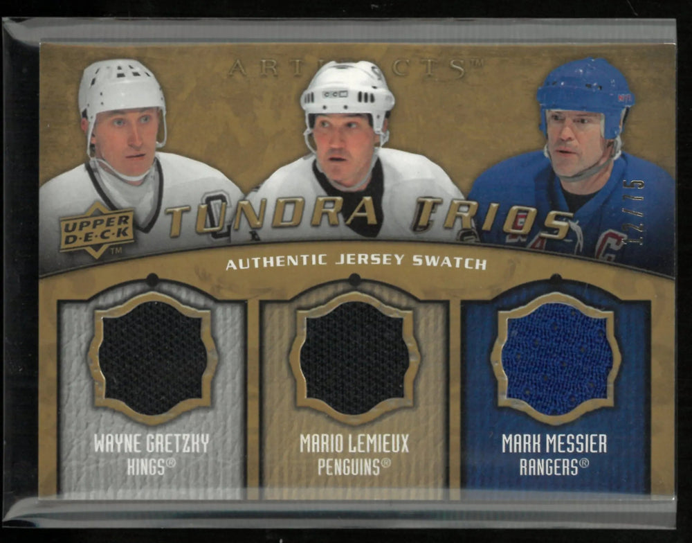 2008-09 UD Artifacts Tundra Trios Gretzky Lemieux Messier Jersey Patch /75