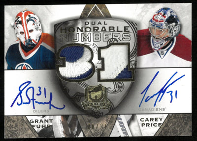 2008-09 Upper Deck The Cup Dual Honorable Numbers Patch Auto Grant Fuhr Carey Price /31