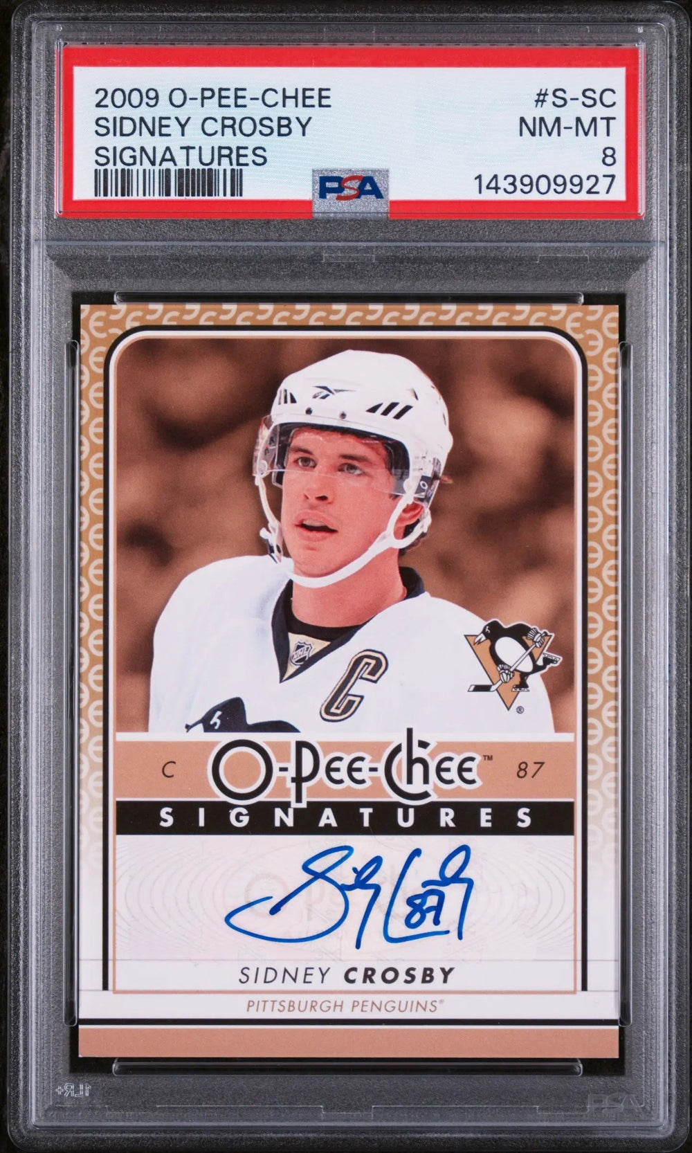 2009 O-Pee-Chee Signatures Autograph Sidney Crosby Auto PSA 8