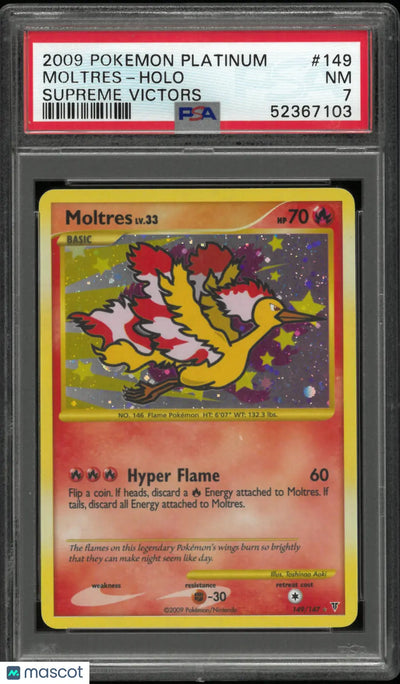 2009 Pokemon Platinum Supreme Victors Moltres Holo 149/147 PSA 7