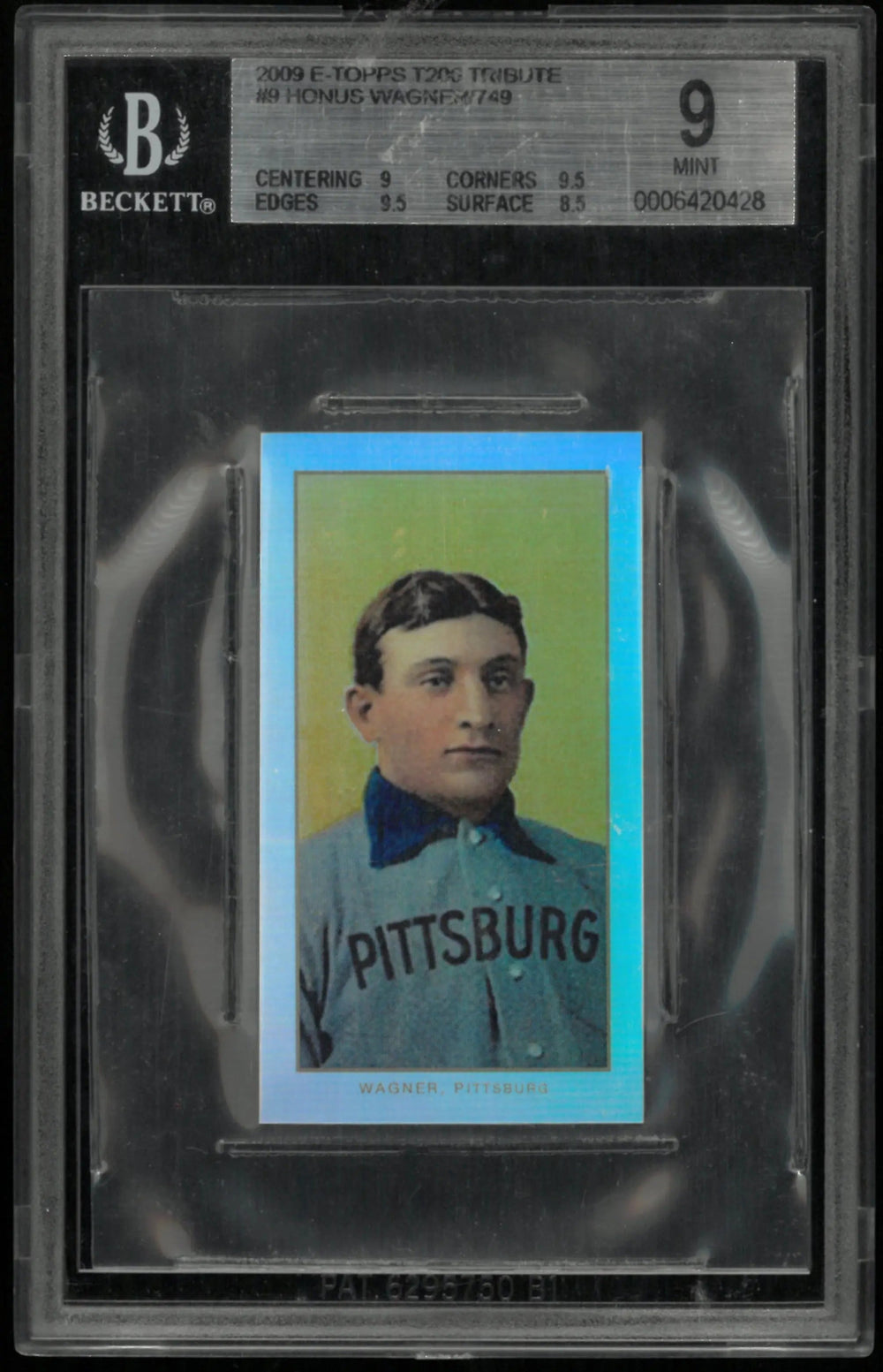 2009 eTopps T206 Tribute Honus Wagner /749 BGS 9