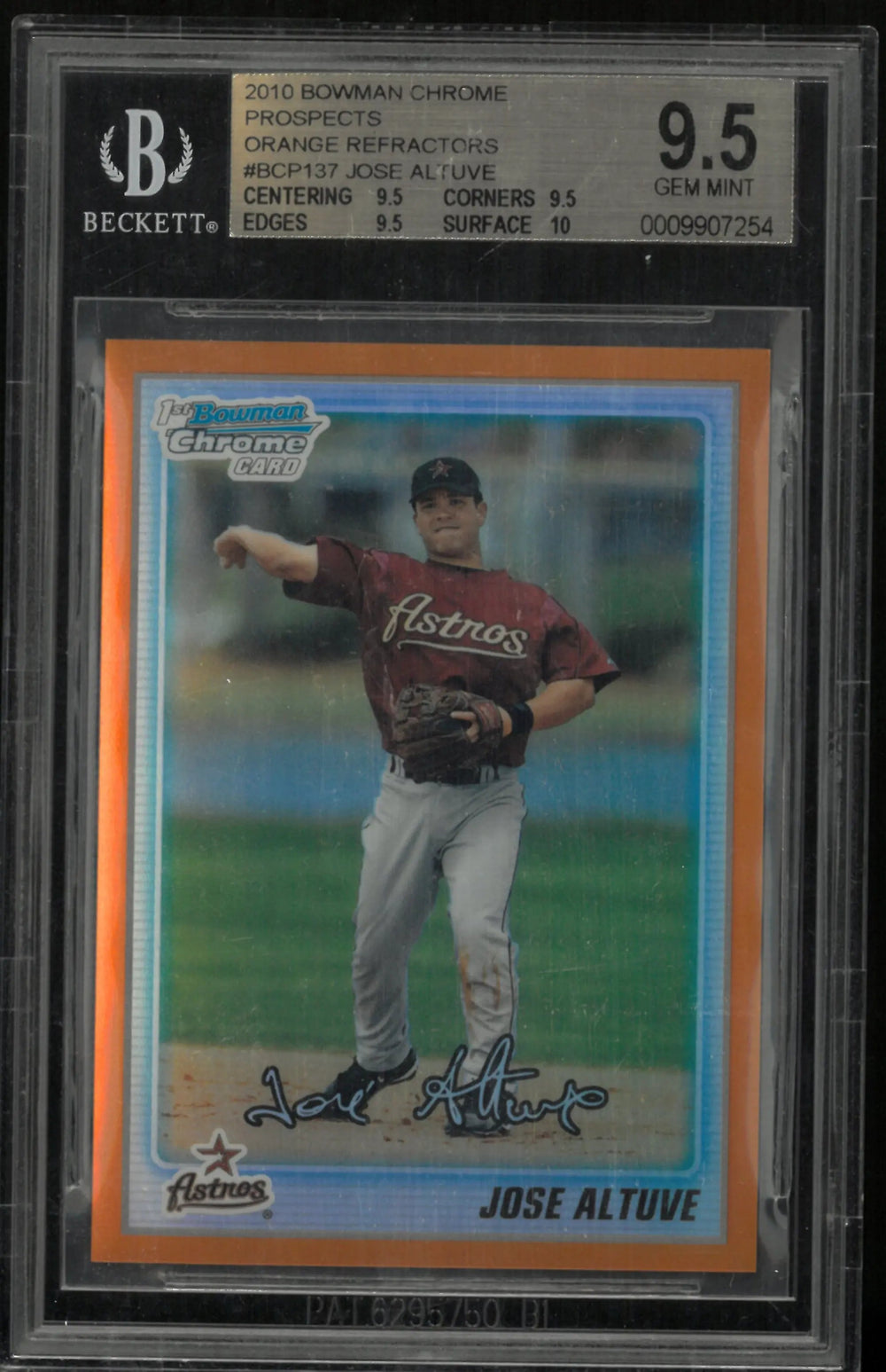 2010 Bowman Chrome Prospects Orange Refractors Jose Altuve RC Rookie BGS 9.5 /25