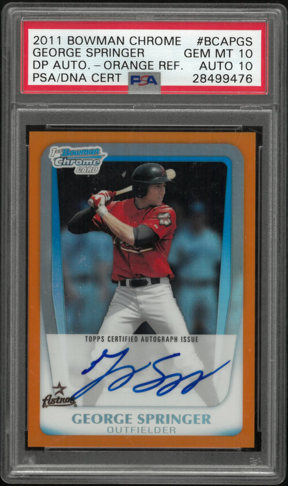 2011 Bowman Chrome Prospect Auto George Springer RC Orange Refractor PSA 10 /25