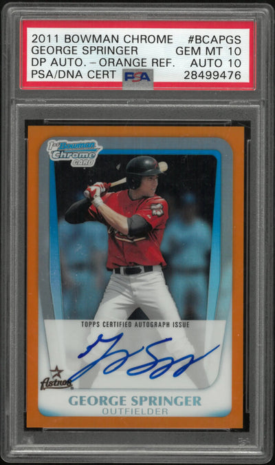 2011 Bowman Chrome Prospect Auto George Springer RC Orange Refractor PSA 10 /25