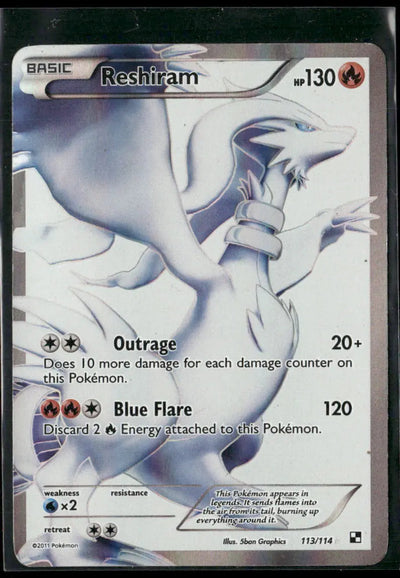 2011 Pokemon Black and White Ultra Rare Full Art Reshiram 113/114