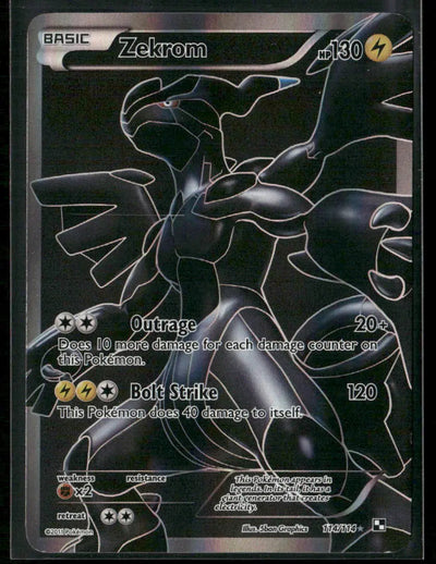2011 Pokemon Black and White Ultra Rare Full Art Zekrom 114/114