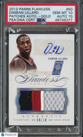 2012 Flawless Basketball Patch Auto Damian Lillard Gold /10 PSA 10