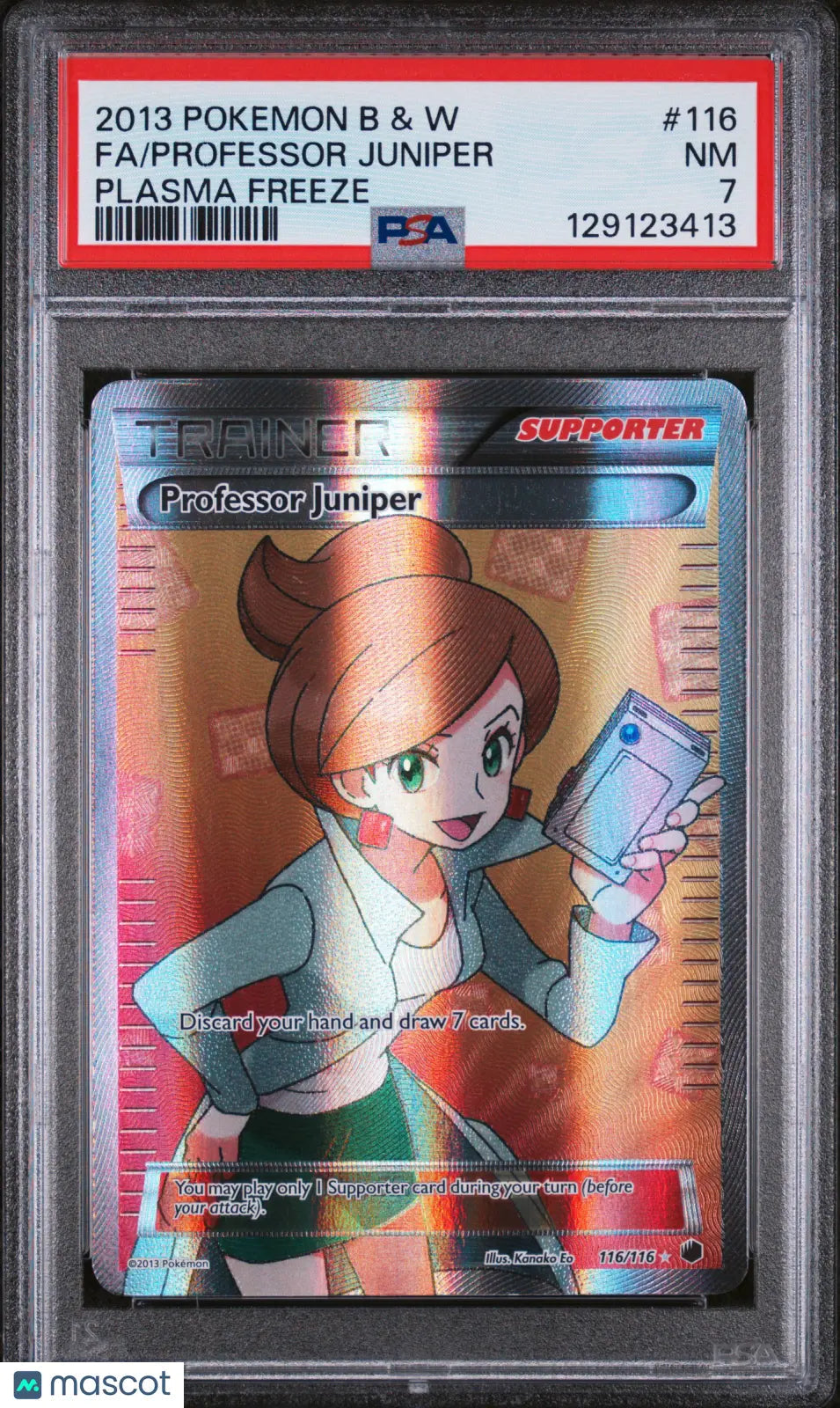 2013 Pokemon Black & White Plasma Freeze Professor Juniper Fa PSA 7 116/116