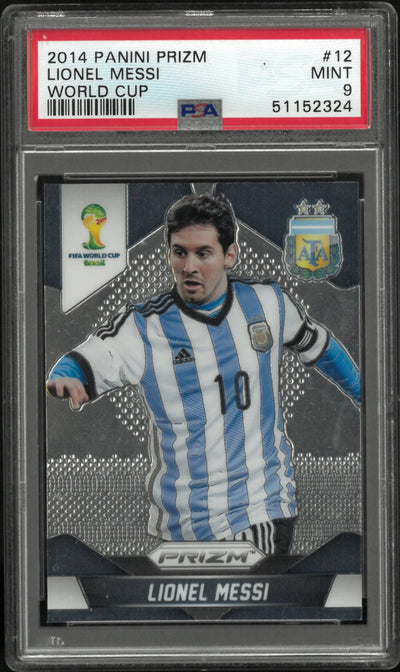 2014 Panini Prizm Brasil World Cup Lionel Messi GOAT #12 PSA 9