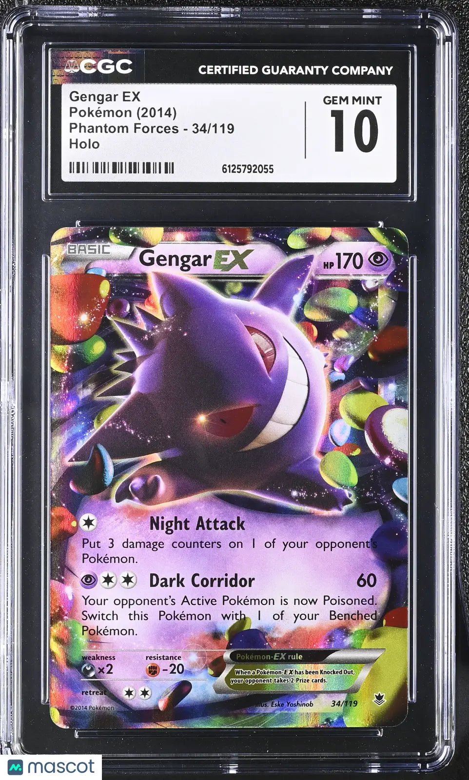 2014 Pokemon Phantom Forces Gengar EX Holo 34/119 CGC 10