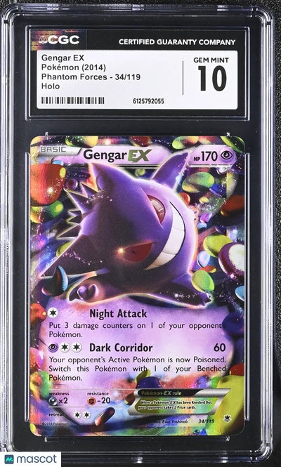 2014 Pokemon Phantom Forces Gengar EX Holo 34/119 CGC 10