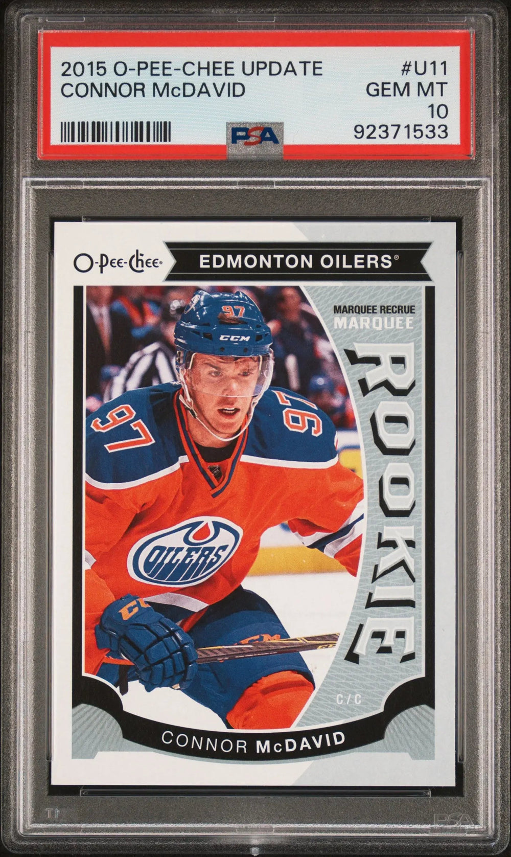 2015-16 O-Pee-Chee OPC Update Connor McDavid RC Rookie PSA 10