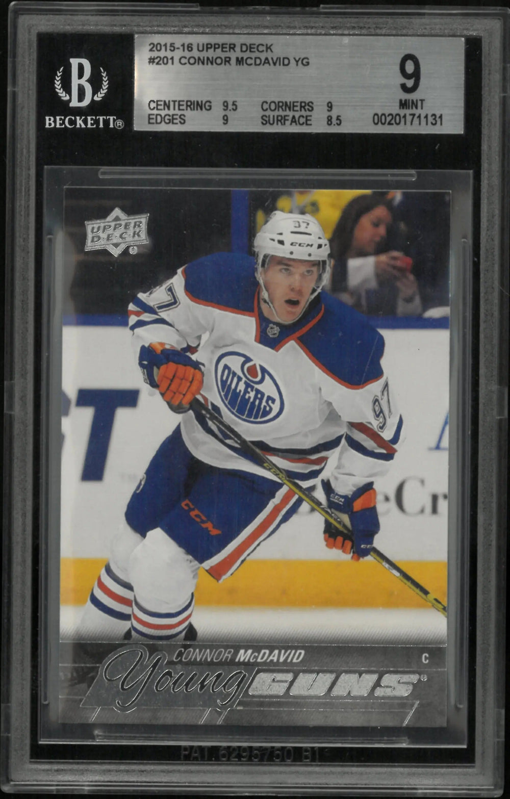 2015-16 Upper Deck Series One Connor McDavid Young Guns RC Rookie BGS 9