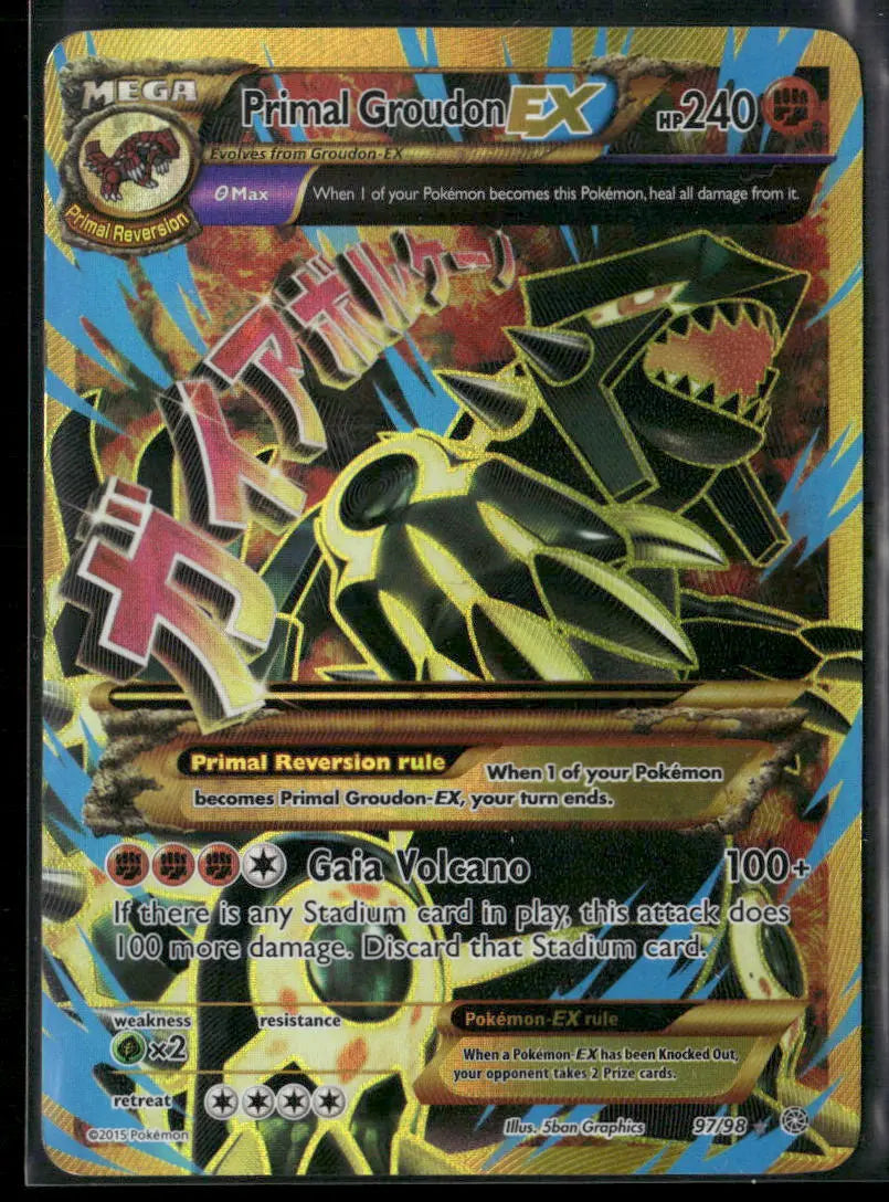 2015 Pokemon Ancient Origins Shiny Full Art Primal Groudon EX 97