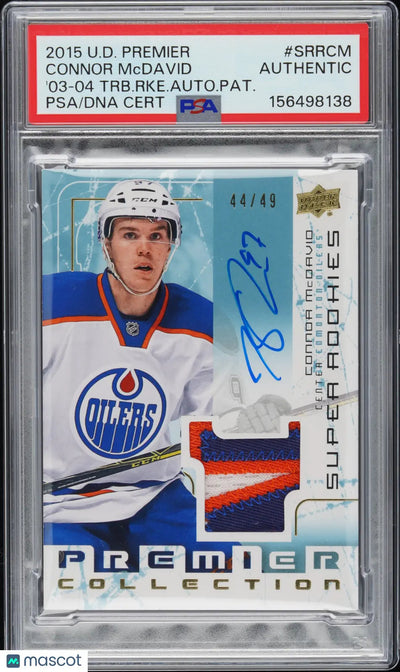 2015 UD Premier Rookie Auto Patch Connor McDavid RC /49 PSA Authentic