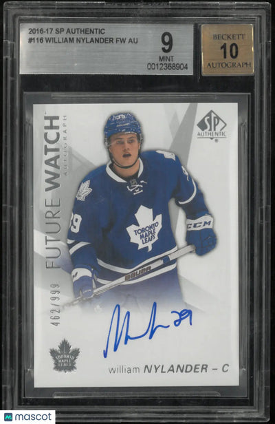 2016-17 UD SP Authentic Future Watch Rookie Auto William Nylander BGS 9 Auto 10