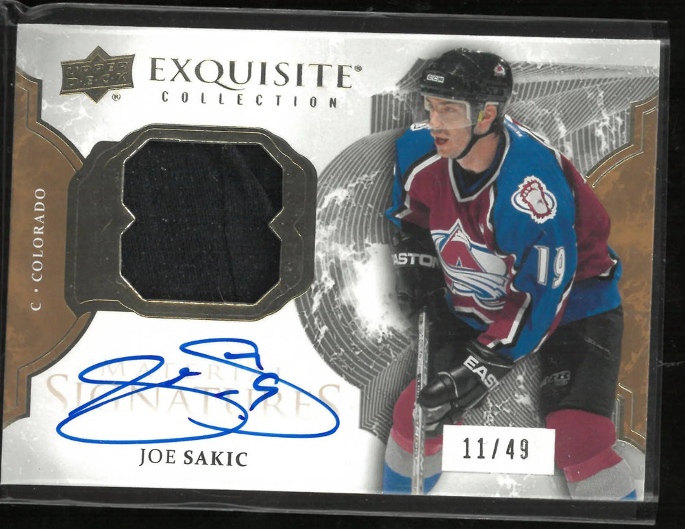 2016-17 Upper Deck Exquisite Material Signatures Joe Sakic Patch Autograph /49