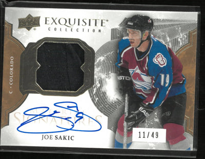 2016-17 Upper Deck Exquisite Material Signatures Joe Sakic Patch Autograph /49
