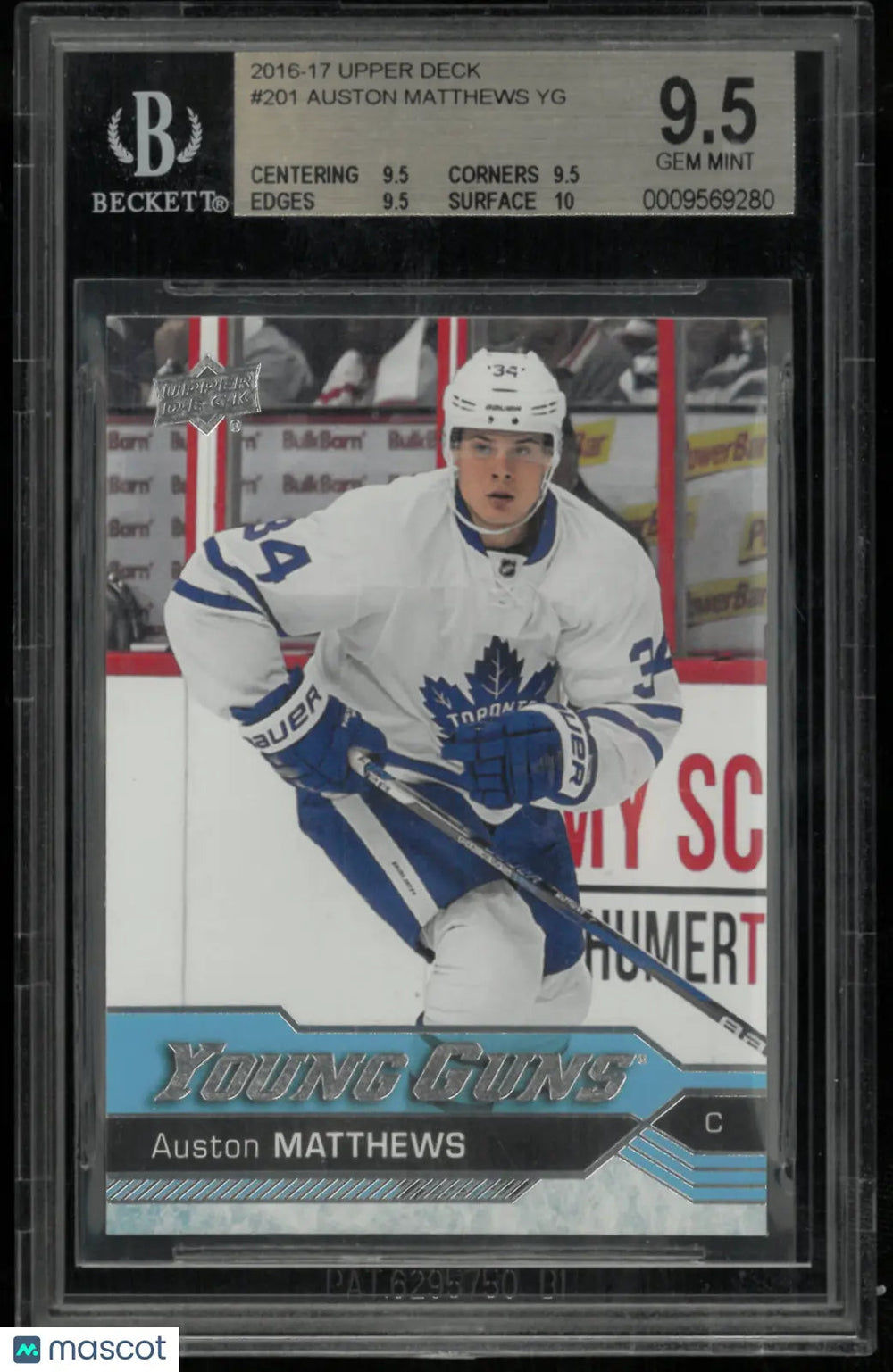 2016-17 Upper Deck Series 1 Young Guns Rookie Auston Matthews RC BGS 9.5
