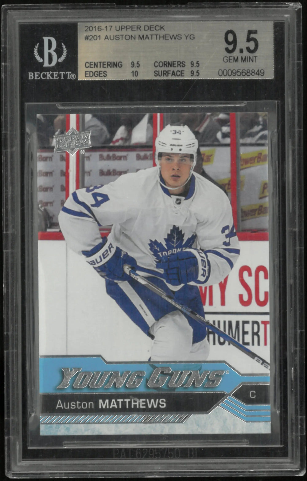 2016-17 Upper Deck Series One Auston Matthews Young Guns RC Rookie BGS 9.5