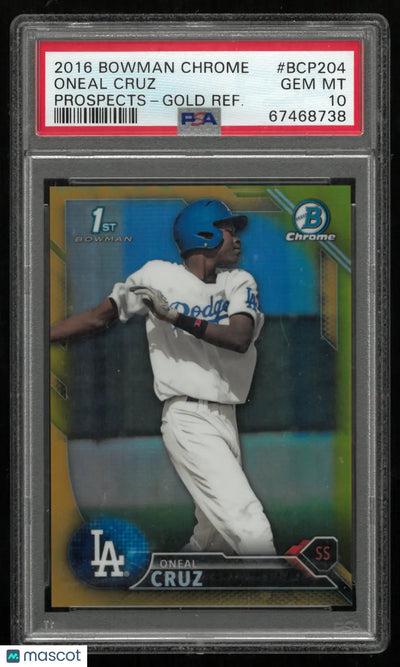2016 1st Bowman Chrome Prospects Oneal Cruz RC Gold Refractor PSA 10 /50