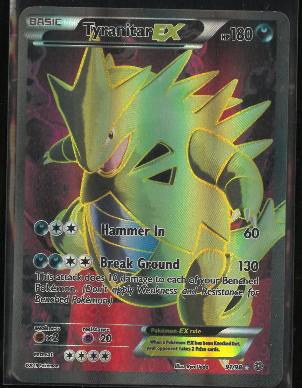 2016 Pokemon Ancient Origins Ultra Rare Tyranitar EX 91/98