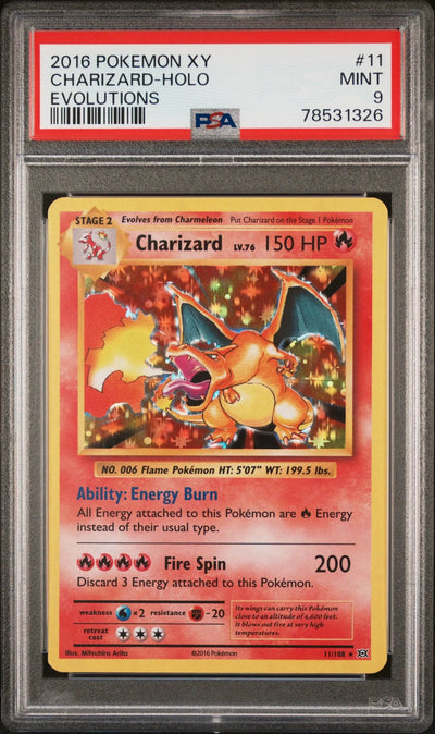 2016 Pokemon XY Evolutions Charizard Holo Evolutions PSA 9 11/108