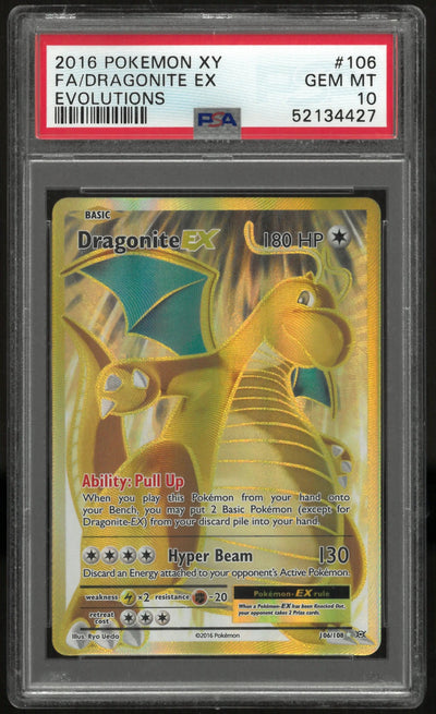 2016 Pokemon XY Evolutions Dragonite EX Full Art PSA 10 106/108