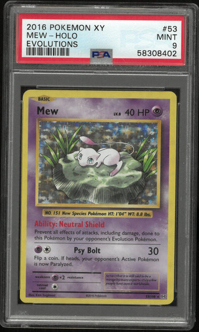 2016 Pokemon XY Evolutions Mew Holo Evolutions PSA 9 #53