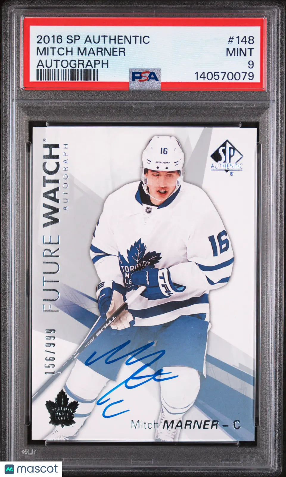 2016 UD SP Authentic Future Watch Rookie Mitch Marner Autograph Auto/999 RC PSA9