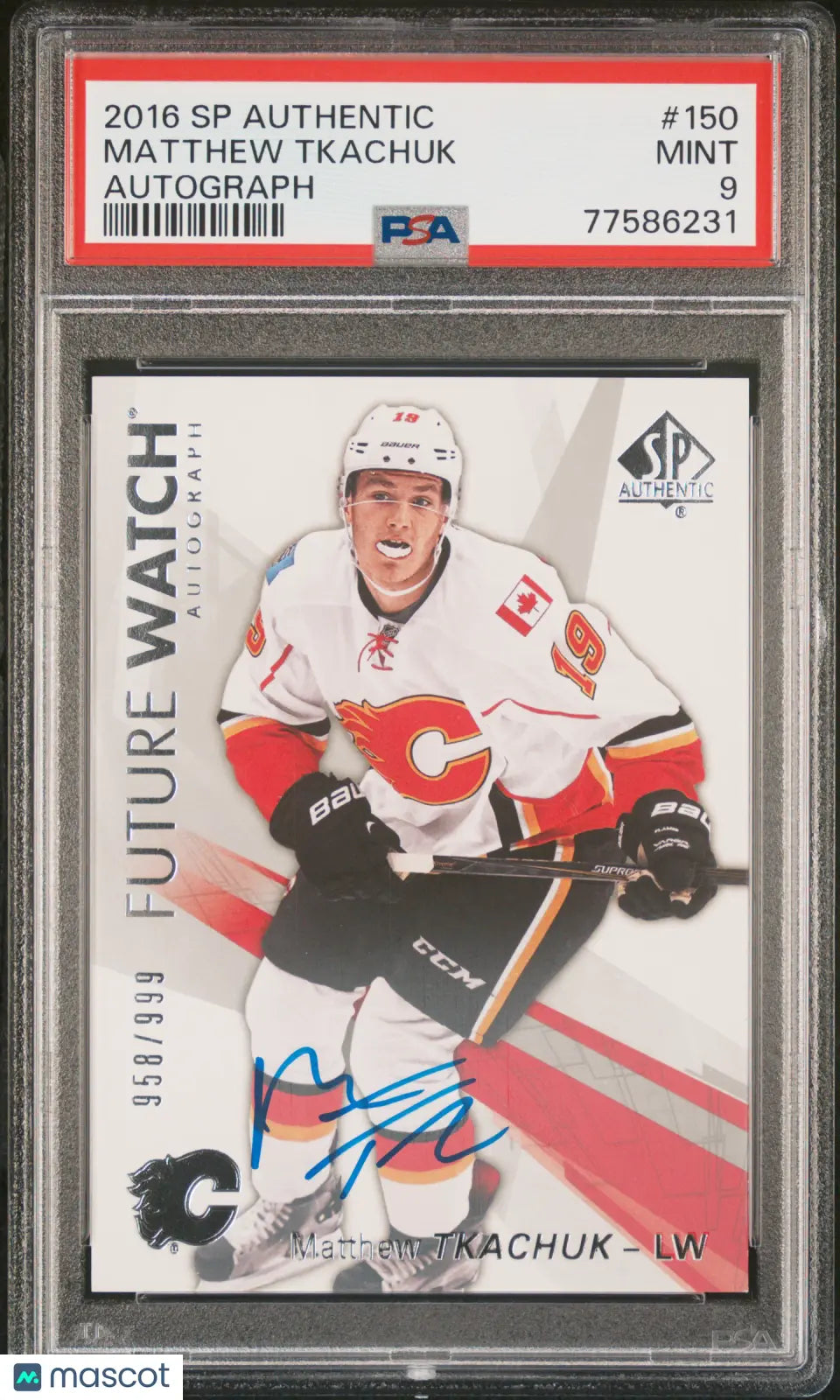 2016 Upper Deck SP Authentic Matthew Tkachuk #150 Autograph Auto PSA 9 /999