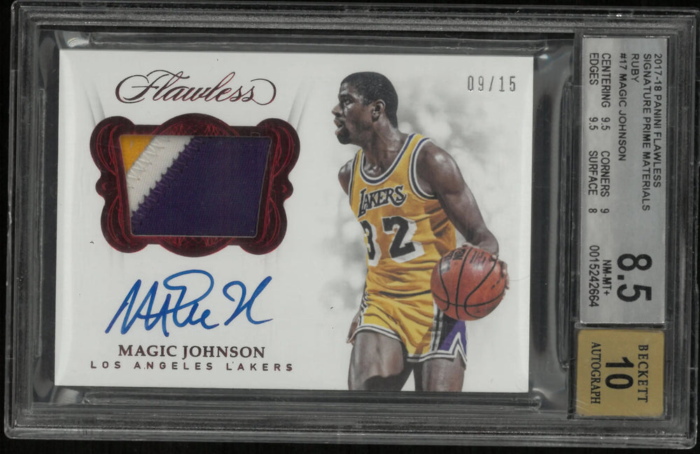 2017 Flawless Signature Auto Prime Materials Ruby Magic Johnson BGS 8.5 /15