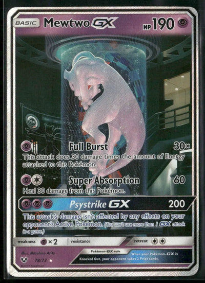 2017 Pokemon Shining Legends Shiny Holo Rare Mewtwo GX 78/73