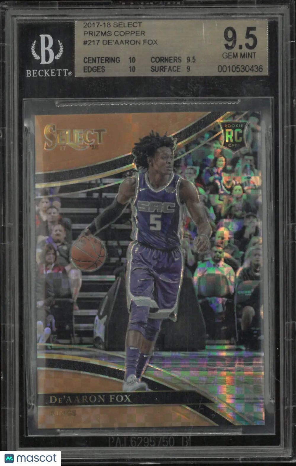 2017 Select Prizms Copper De'Aaron Fox #217 BGS 9.5