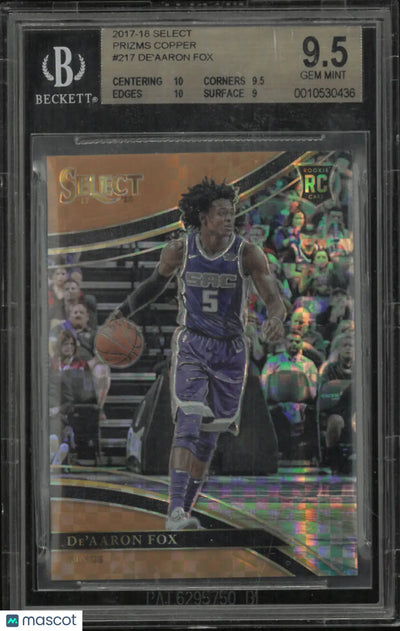 2017 Select Prizms Copper De'Aaron Fox #217 BGS 9.5