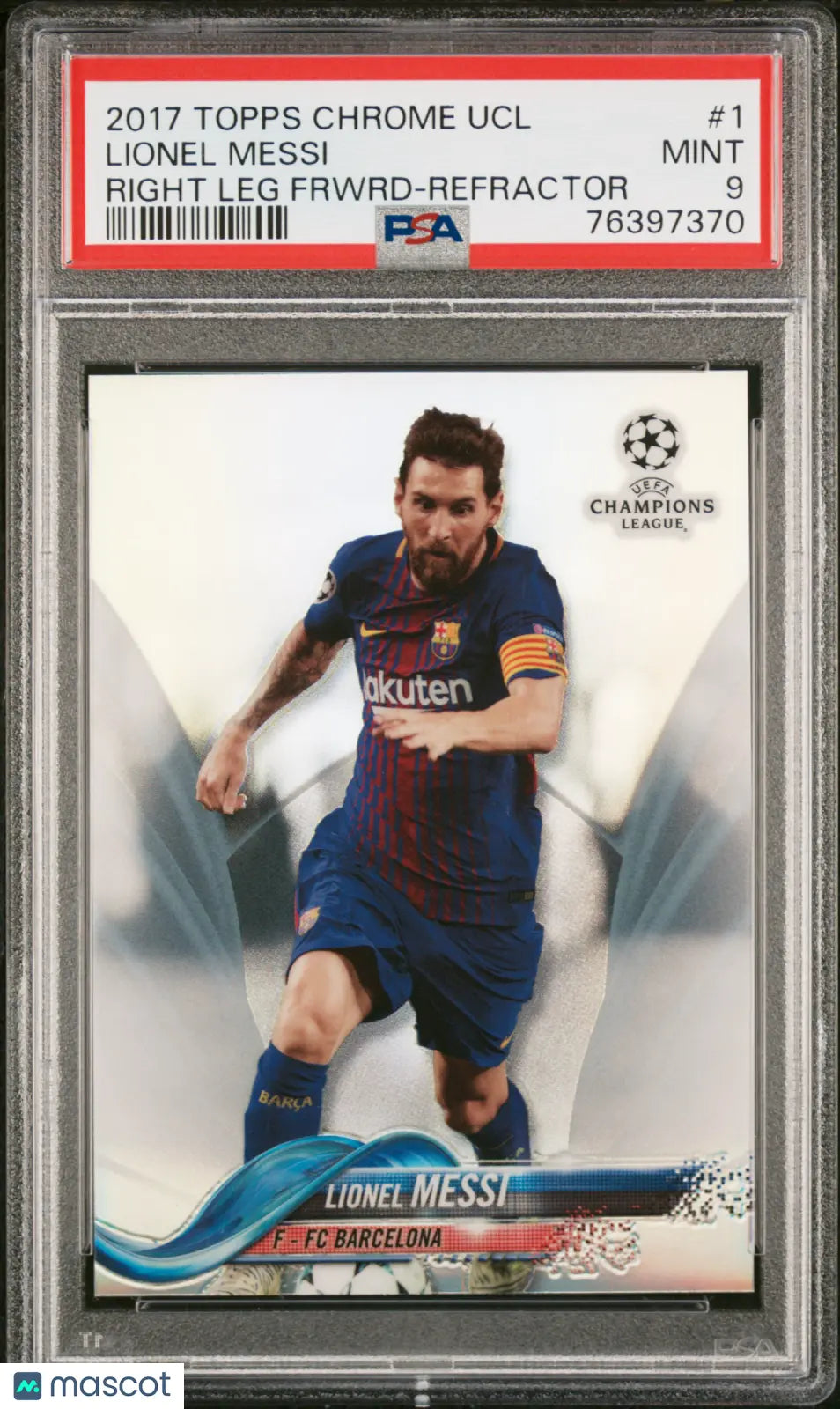 2017 Topps Chrome UEFA Champions League Lionel Messi #1 Refractor PSA 9