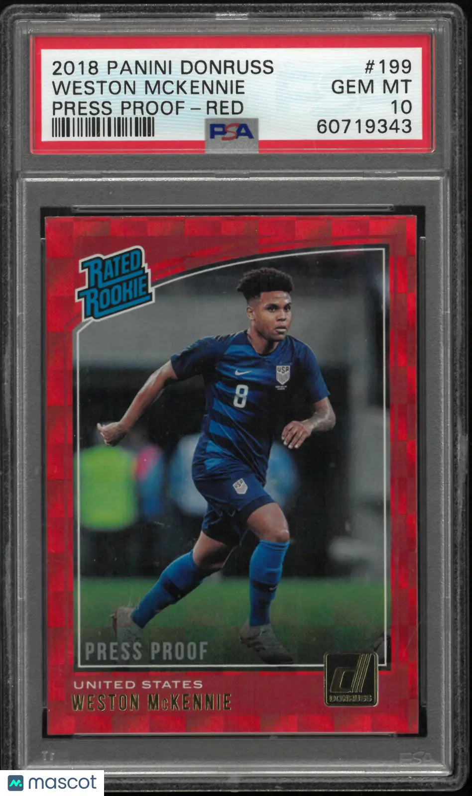 2018 Panini Donruss Weston Mckennie #199 Press Proof Red PSA 10