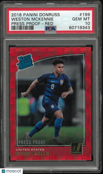 2018 Panini Donruss Weston Mckennie #199 Press Proof Red PSA 10