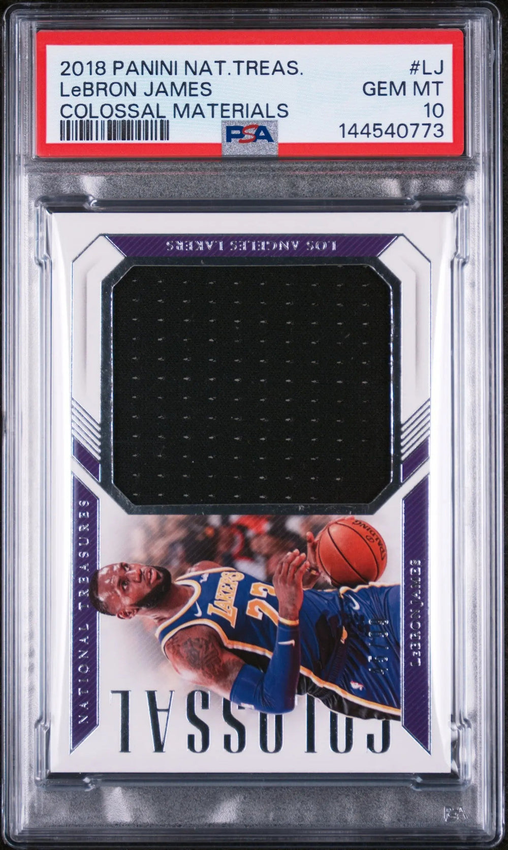2018 Panini National Treasures Colossal Materials LeBron James #LJ /99 PSA 10