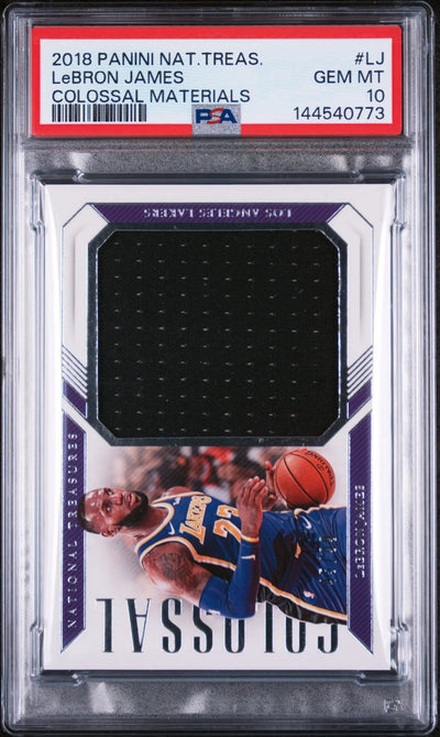 2018 Panini National Treasures Colossal Materials LeBron James #LJ /99 PSA 10