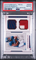 2018 Panini National Treasures Red Rookie Dual Material Saquon Barkley /26 PSA 8