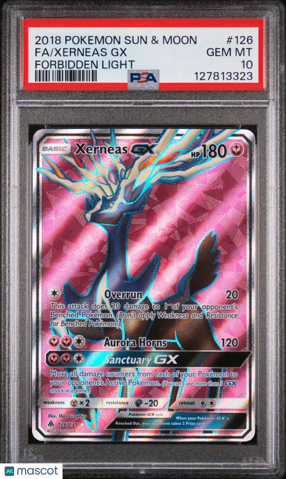 2018 Pokemon Sun & Moon Forbidden Light Xerneas GX Fa PSA 10 126/131