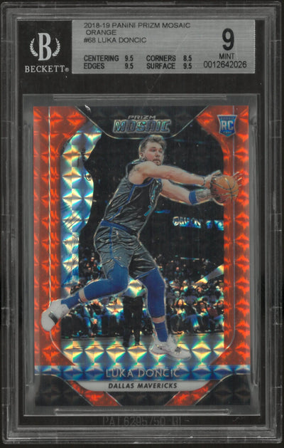 2018 Prizm Basketball Luka Doncic RC Rookie Mosaic Orange #68 BGS 9 /99