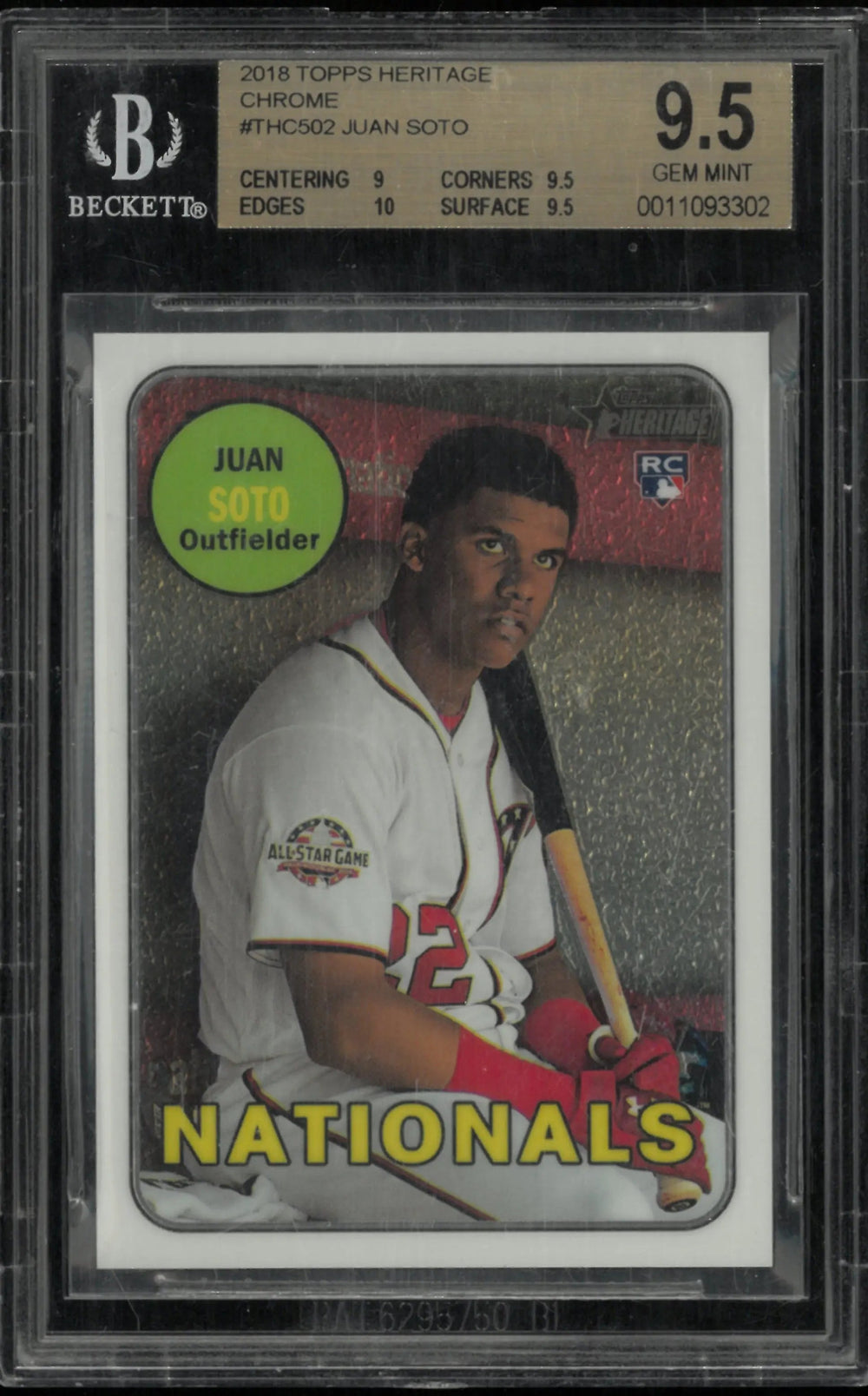 2018 Topps Heritage Chrome Baseball Juan Soto RC Rookie BGS 9.5 /999