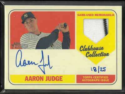 2018 Topps Heritage Clubhouse Collection Aaron Judge Autograph Patch Auto /25