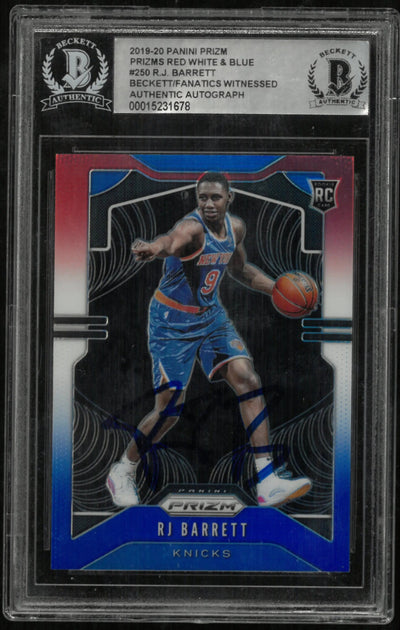 2019-20 Prizm Basketball RJ Barrett RC Red White Blue In Person Auto BGS Authentic